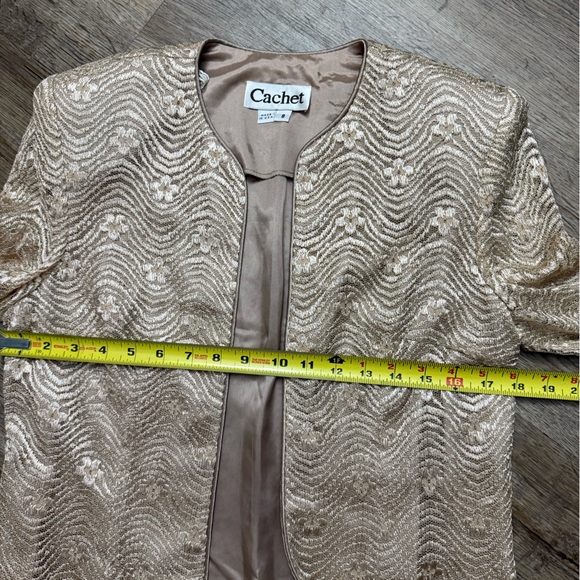 Cachet • 2 Piece Champagne Lace Satin Gown - Picture 13 of 16